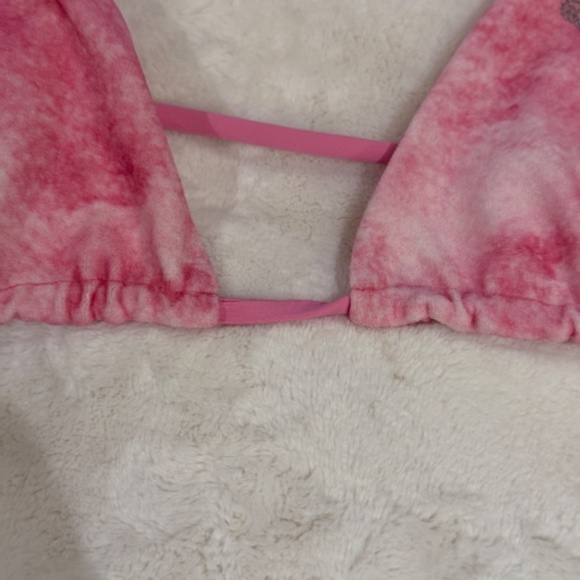 New! Frankies Bikinis Tia Terry Triangle Top Distorted Pink Dye 31538 - Picture 9 of 12